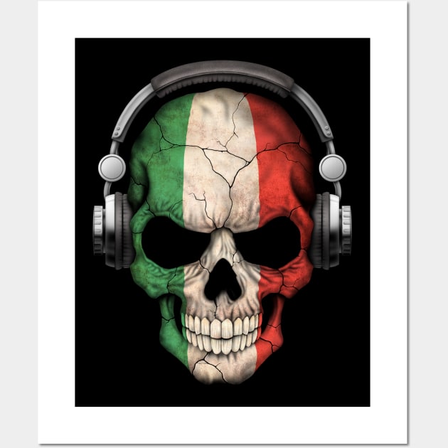 Dark Skull Deejay with Italian Flag Wall Art by jeffbartels